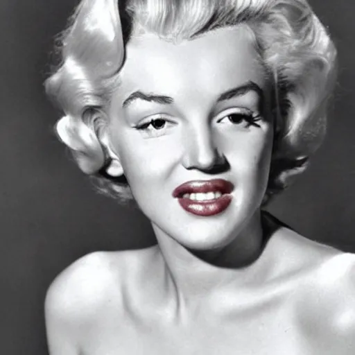 Image similar to bare faced Marylyn Monroe, no makeup, bare faced, bare faced