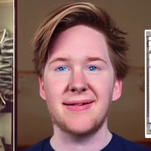 Image similar to tom scott ( brittish youtuber ) caught time traveling in 1 9's