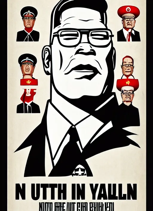 Prompt: propaganda poster hank hill as dictator of north korea, 8 k, trending on artstation