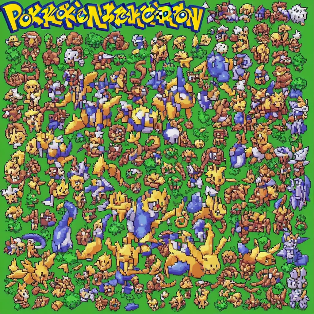 Image similar to pixelated pokemon monster inspired by ragnarok online, 1 2 8 bit, 1 0 0 0 x 1 0 0 0 pixel art, 4 k, super detailed, nintendo game, pixelart, high quality, no blur, sharp geometrical squares, concept pixelart