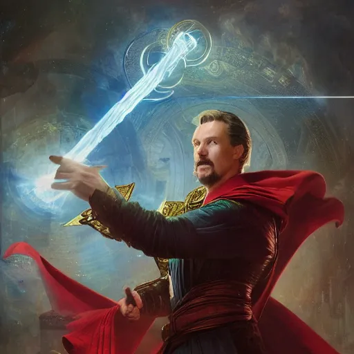 Image similar to joe biden as doctor strange, radiant light, caustics, heroic, bright iridescent light, by gaston bussiere, bayard wu, greg rutkowski, maxim verehin