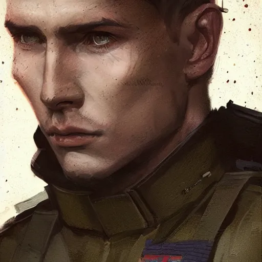 Image similar to portrait of a man by greg rutkowski, british features, short black hair in military style, perfect military composure, wearing an starfighter pilot uniform of the galactic republic, star wars expanded universe, he is about 2 0 years old, highly detailed portrait, digital painting, artstation, concept art, smooth, sharp foccus ilustration, artstation hq