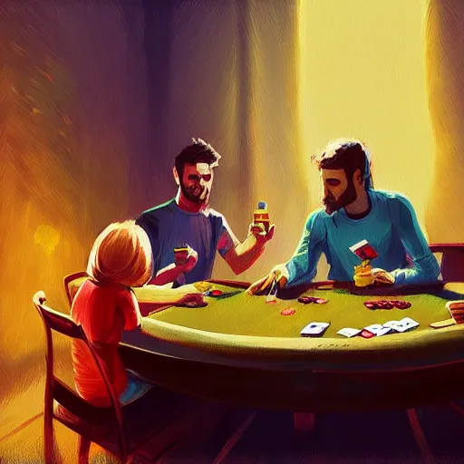 Image similar to poker game by alena aenami and annato finnstark