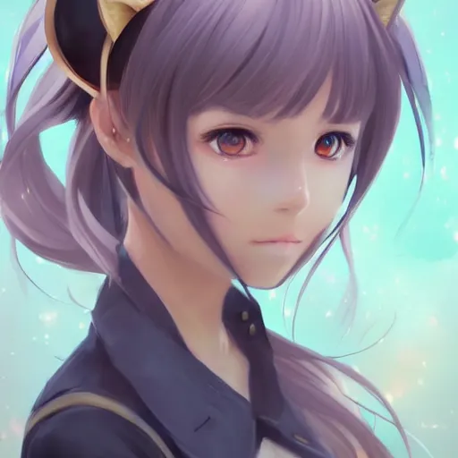 Image similar to An anime portrait of beautiful girl with cat ears, by Stanley Artgerm Lau, WLOP, Rossdraws, James Jean, Andrei Riabovitchev, Marc Simonetti, and Sakimichan, tranding on artstation