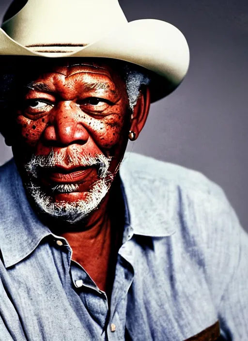 Prompt: morgan freeman as cowboy in america movie