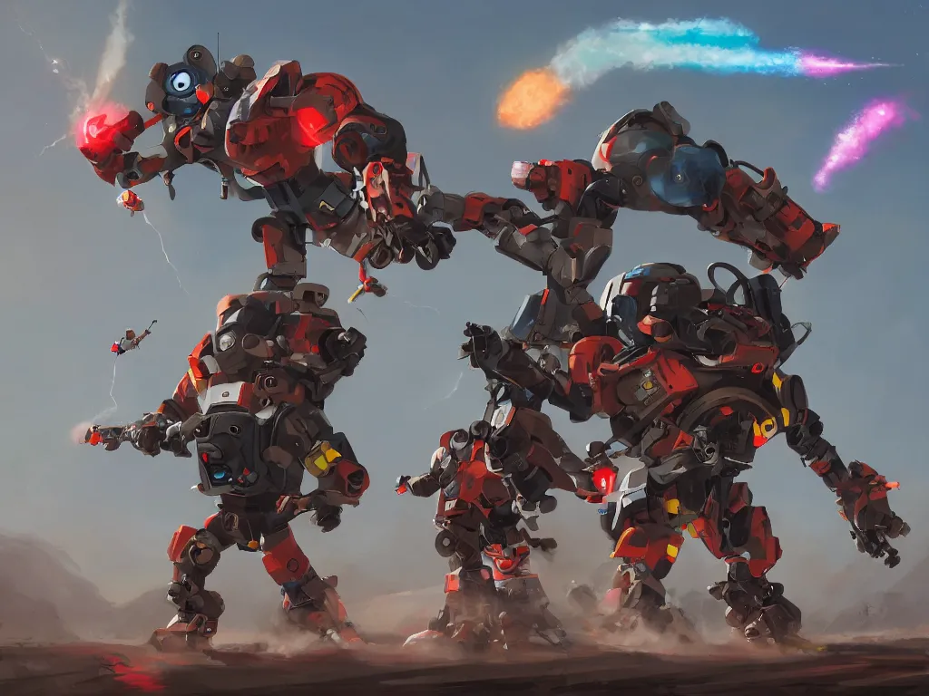 Image similar to george washington controlling a personal attack mech, by pixar, exciting illustration, explosive colors, trending on artstation