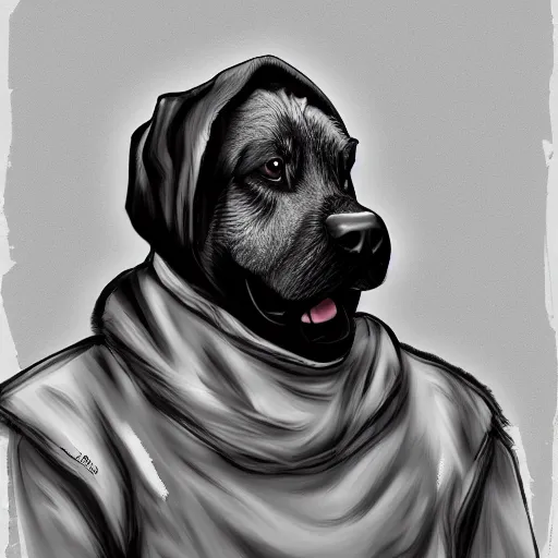 Prompt: dog that looks like kanye west, digital art