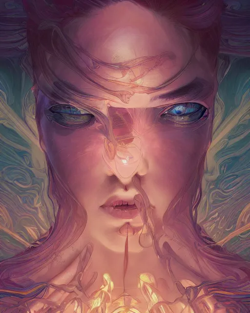 Image similar to illustration of a woman entranced bewitched mesmerized hypnotized mind controlled, spirals in eyes, by artgerm and wlop and greg rutkowski and alphonse mucha, digital art, extreme detail, realistic lighting, cinematic composition, concept art, sharp focus, colorful, photorealistic, 8 k