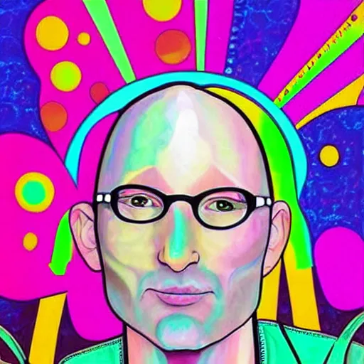 Image similar to singer moby merged with singer beck, art by lisa frank,