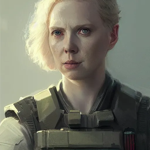 Prompt: portrait of a woman by greg rutkowski, she looks like gwendoline christie, wearing the tactical gear of the corellian confederation, star wars expanded universe, he is about 3 0 years old, highly detailed portrait, digital painting, artstation, concept art, smooth, sharp foccus ilustration, artstation hq