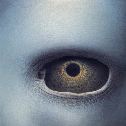 Image similar to beksinski, zdzisław - her eyes wide, oil on canvas