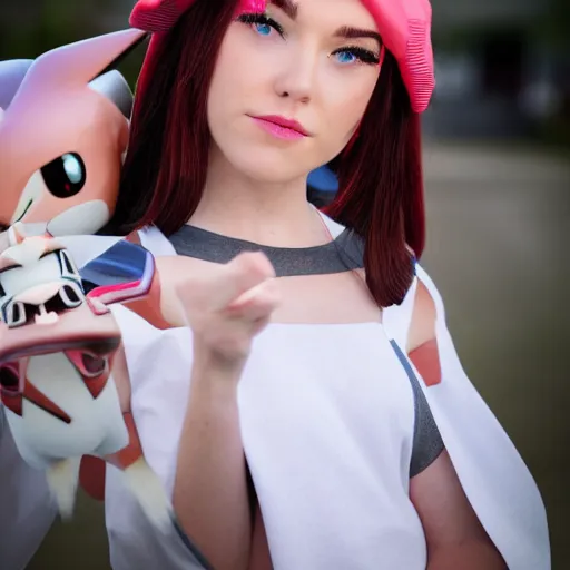 Image similar to jessie from pokemon as real person, 8 k photography