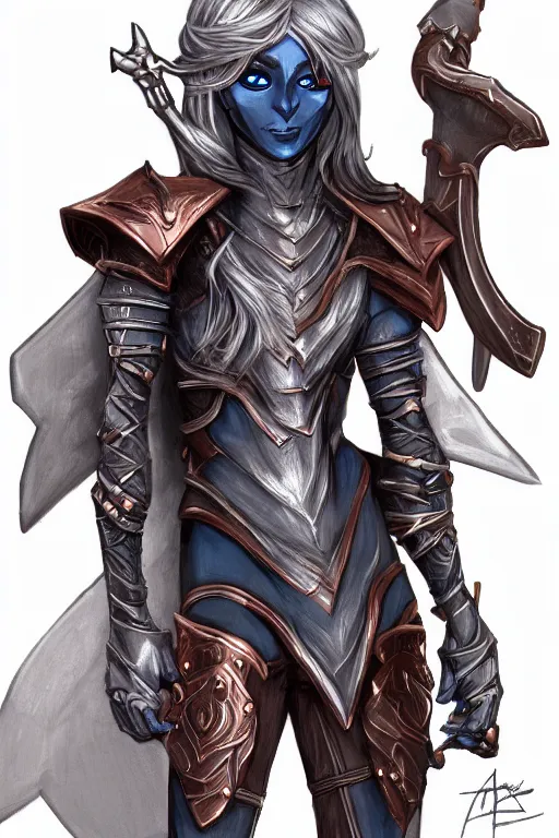 Image similar to a drow wearing copper armour, highly detailed, digital art, sharp focus, trending on art station, d & d, anime art style