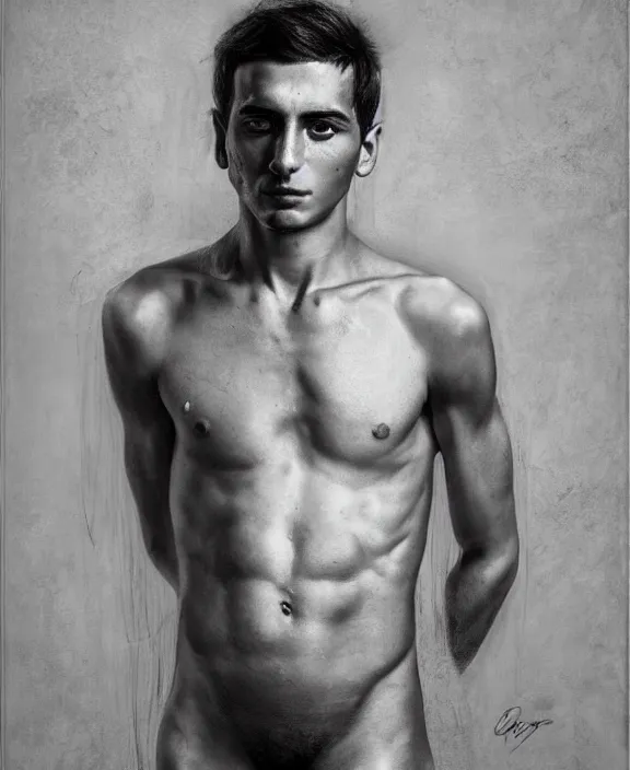 Image similar to heroic portrait of a young sicilian man. art by denys tsiperko and bogdan rezunenko, hyperrealism