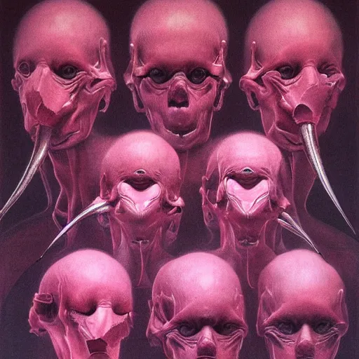 Image similar to portrait of a pink gang, by wayne barlowe