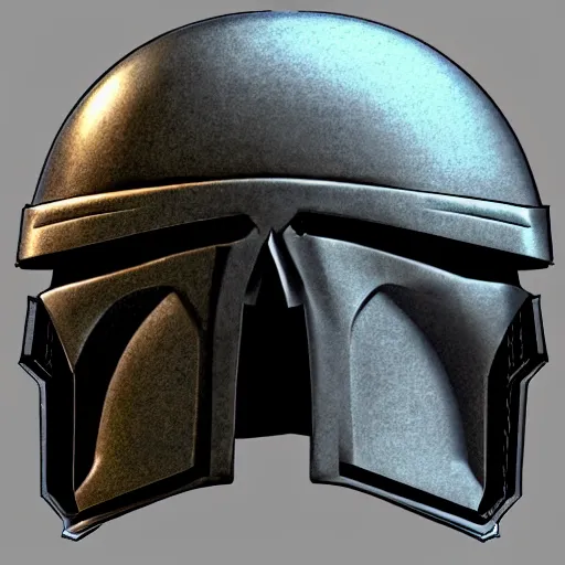 Image similar to Rejected the mandalorian helmet designs, product lighting