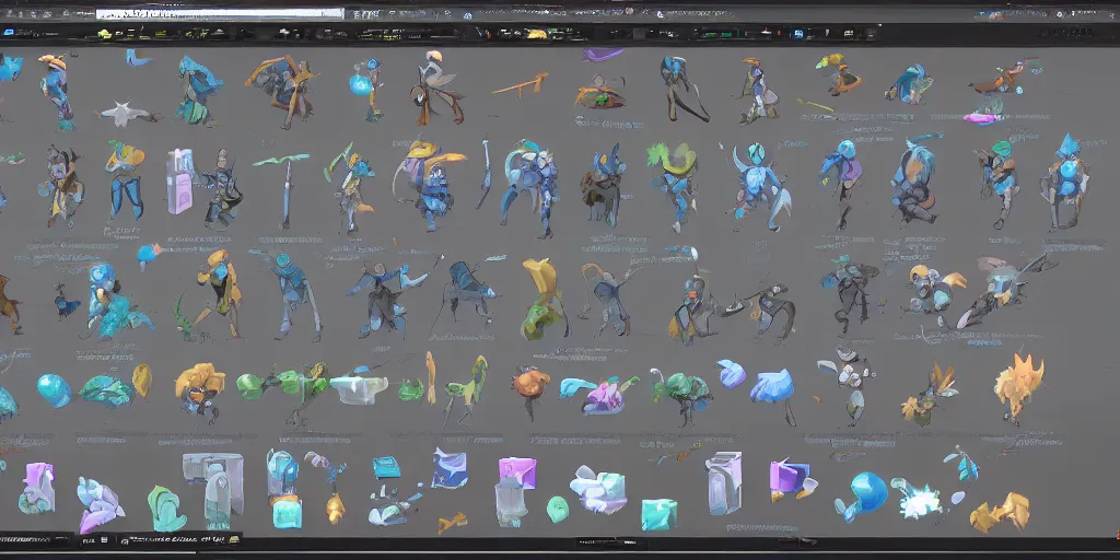 Prompt: vfx spritesheet!!!!!, indie game, bundle, game resourcers, spritesheet game jam by stanley artgem lau, krenz cushart and artem demura, art set