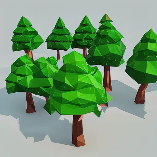 Image similar to a forest of 3d low poly trees, high quality, mobile game