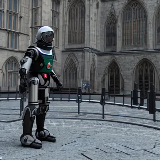 Prompt: the queen of england in a mech suit preparing to fight Boris Johnson outside parliament. octane render. realistic