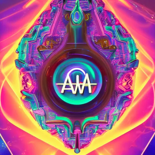 Image similar to a and w vaporwave logo, colorful, digital art, cosmic, 3 d high definition, trending on art station, photorealistic, high resolution, 8 k, octane, hyper detailed, insane details, intricate, elite, ornate, elegant trend, highly detailed and intricate, sharp focus, photography, unreal engine