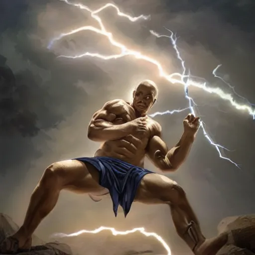 Image similar to benjamin netanyahu as a greek god of lightning, shooting lightning bolts from hands, highly detailed, ultra clear, by artgerm and greg rutkowski