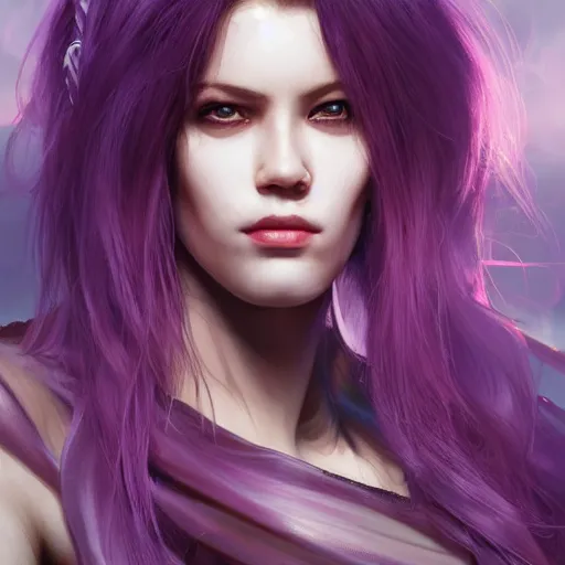 Image similar to photo of a gorgeous caucasian female with long dark purple hair in the style of stefan kostic, tank top, mask, realistic, cyberpunk, body shot, sharp focus, 8 k high definition, insanely detailed, intricate, elegant, art by stanley lau and artgerm, floating embers