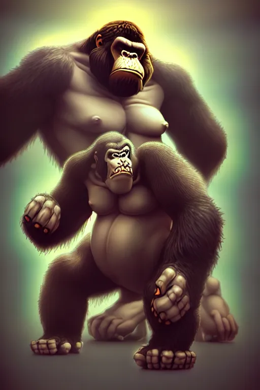 Image similar to isometric King Kong by Artgerm and WLOP, Pixiv