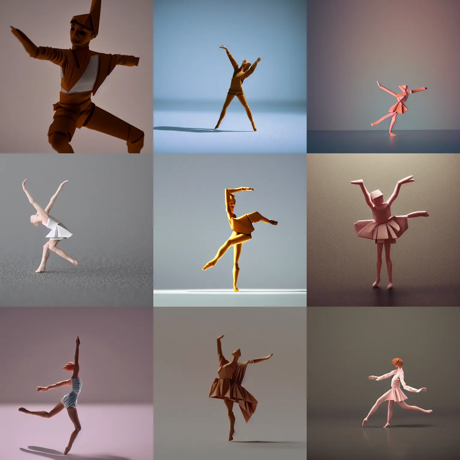 Prompt: beautiful three point perspective film still of funko pop origami dancer in holly herndon meets merce cunningham, extreme closeup portrait in style of frontiers in miniature porcelain photography fashion architectural art studio edition, miniature origami figurine, tilt shift background, soft lighting, kodak portra 4 0 0, 8 k, macro, cinematic style by emmanuel lubezki