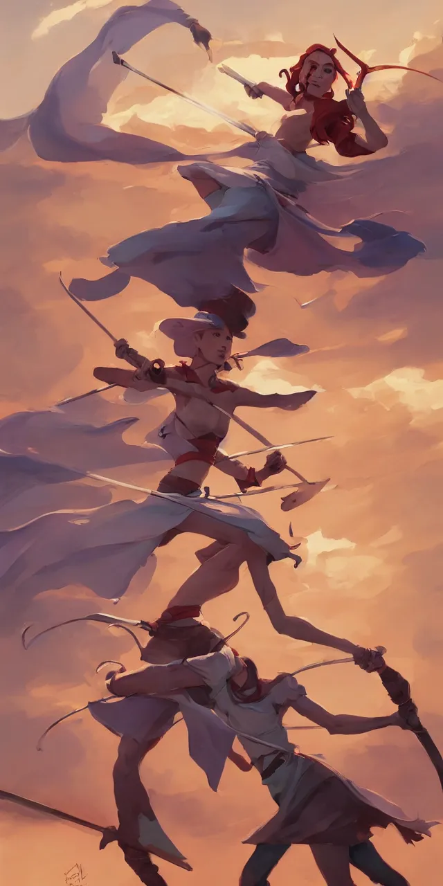 Prompt: woman wielding a scimitar and casting magic, behance hd artstation by jesper ejsing by rhads, makoto shinkai and lois van baarle, ilya kuvshinov, ossdraws