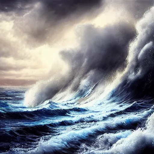 Prompt: stunning and very detailed seascape with a huge storm ,cinematic shot, atmospheric, highly detailed, heavenly dramatic lighting, very realistic, cinematic lighting, volumetric lighting, photographic