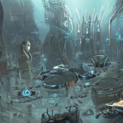 Image similar to concept art about biopunk anti-utopia