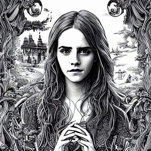 Image similar to a portrait of emma watson in a scenic environment by joe fenton