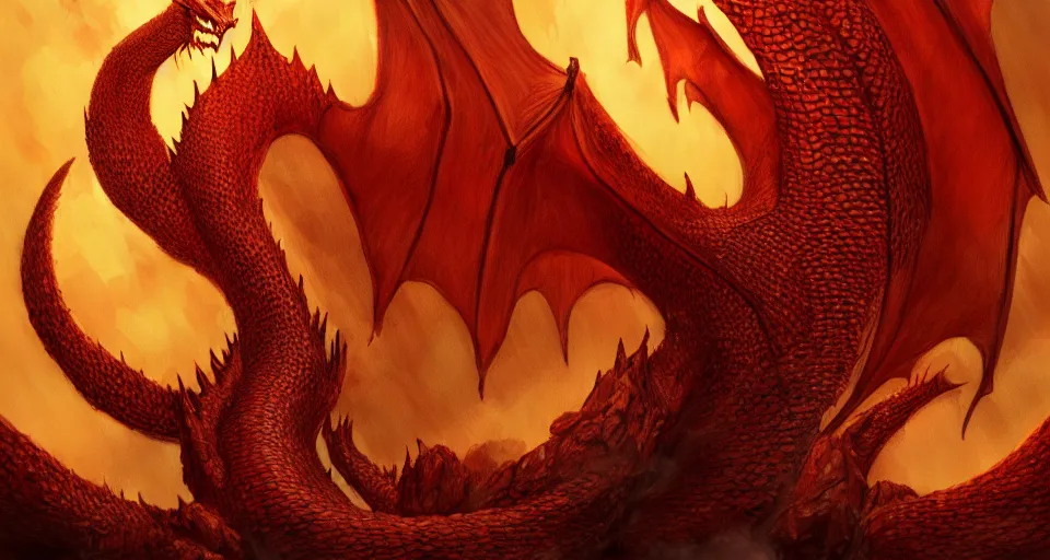 Prompt: Smaug, artwork on artstation