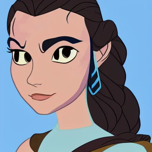 Prompt: Rey Starwalker, Disney princess in the style of Disney animation - W 1200