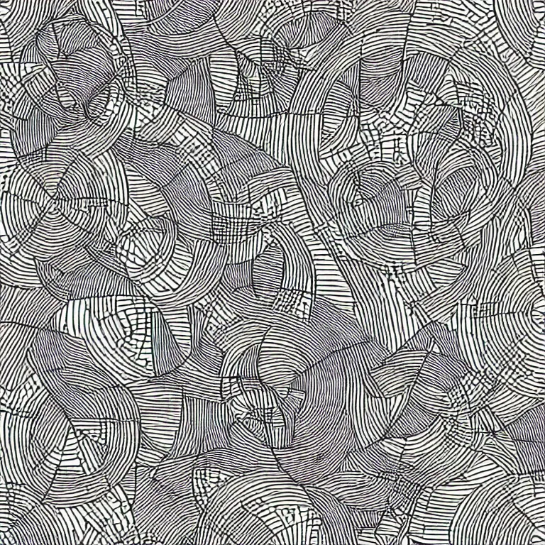 Image similar to a detailed pen and ink generative line - art drawing composed of squares and circles. clean lines, mm, svg. technical, geometric, symmetry