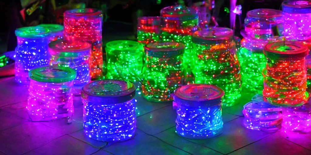 Image similar to edible rgb lights being sold at a road side stand, cyberpunk, high quality, ue 5.