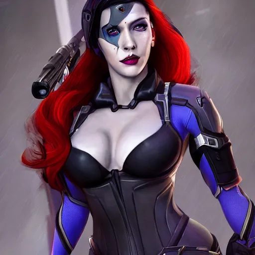 Prompt: scarlet johanson as widowmaker from overwatch, realistic, 4 k, coherent