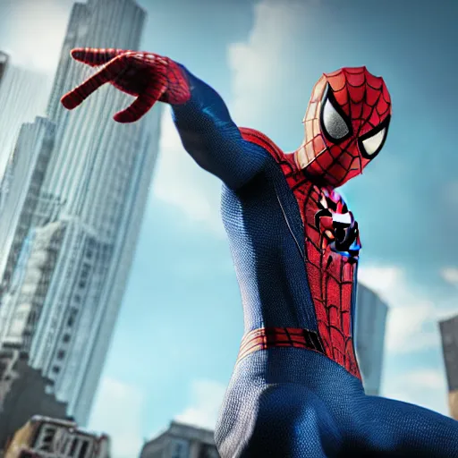 Prompt: a real photography of spiderman smoking a marihuana cigarette, highly detailed picture, marvel movies style, cryengine, playstion 5 screen, cinematic, unreal engine