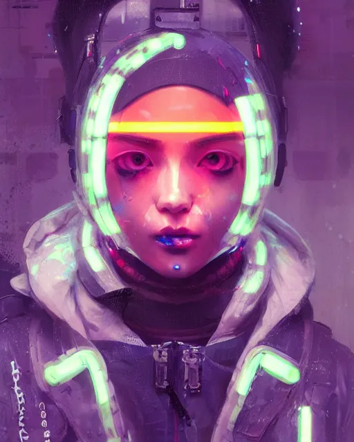 Image similar to detailed portrait neon operator girl, cyberpunk futuristic, neon, reflective puffy coat, decorated with traditional japanese by ismail inceoglu dragan bibin hans thoma greg rutkowski alexandros pyromallis nekro rene margitte, illustrated, perfect face, fine details, realistic shaded, fine - face, pretty face