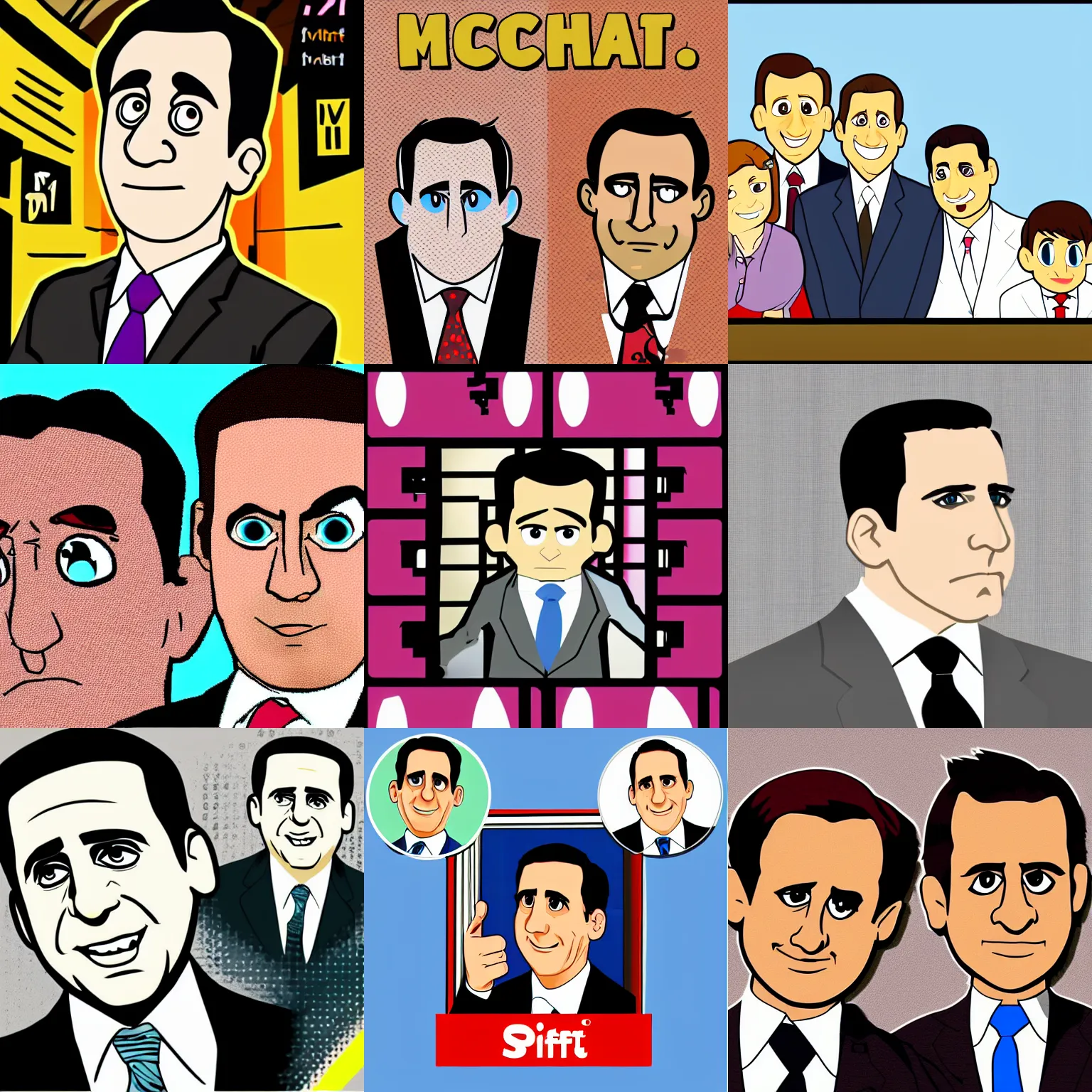 Prompt: cartoon style michael scott, vector, pixta. jp