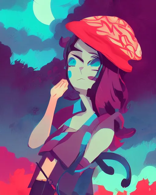 Image similar to girl with beret, colored manga panel, drawn by Anton Fadeev