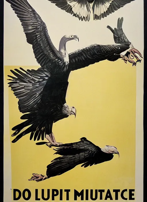 Image similar to vulture look in 1940s propaganda poster