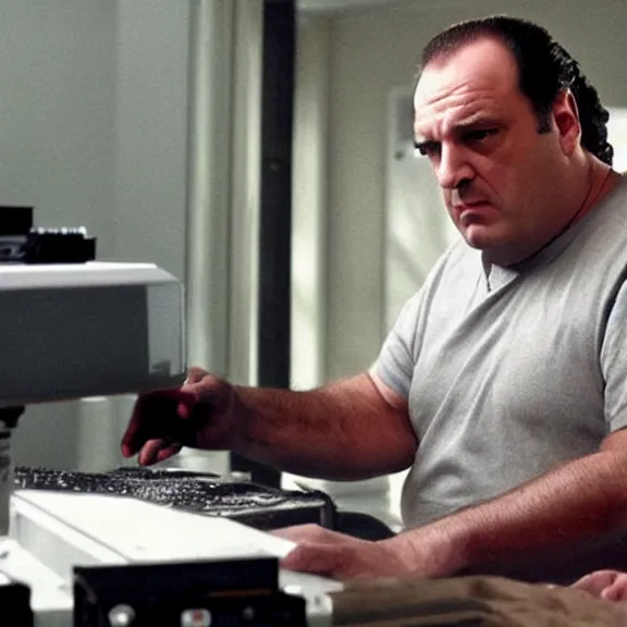 Prompt: Tony Soprano building a gaming PC