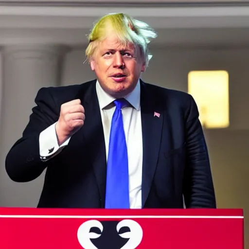 Prompt: Boris Johnson with Donald Trump's haircut.