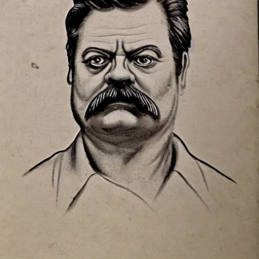 Image similar to antiques roadshow still of an ancient greek vase depicting ron swanson