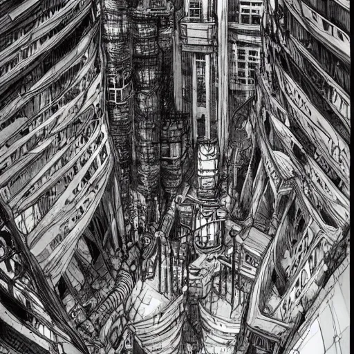 Image similar to stunning concept art for an underground city by kim Jung gi, hyper-detailed, professional illustration