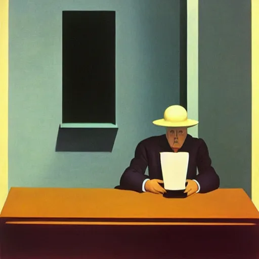 Image similar to Magritte by Edward hopper