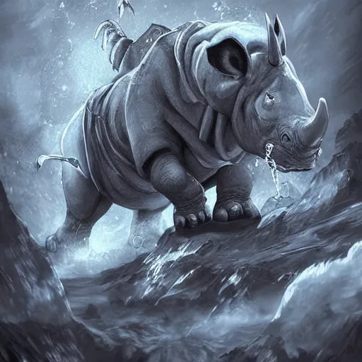 Prompt: rhino lion hybrid, hearthstone art style, epic fantasy style art, fantasy epic digital art, epic fantasy card game art