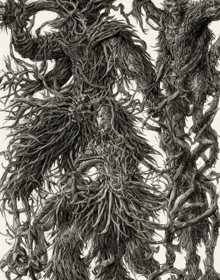 Image similar to concept art of Leshy, intricate details, Masanori Warugai and Kentaro Miura