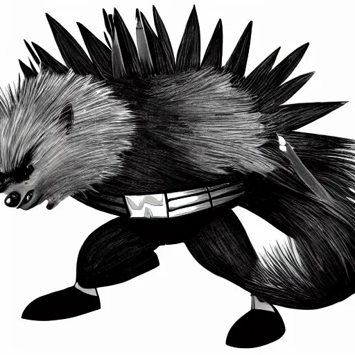 Prompt: a superhero porcupine, sketch